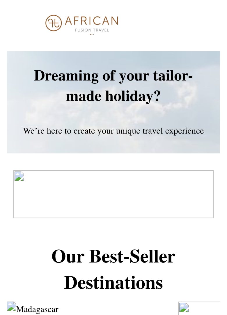 The old African Fusion Travel homepage on a phone