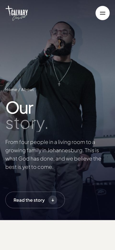 The Our story page on a phone