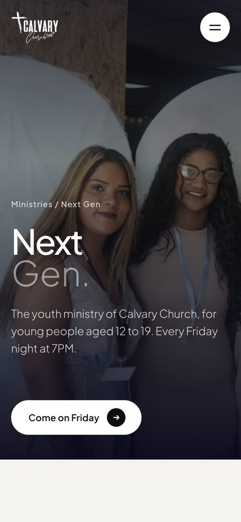 The Next Gen youth page on a phone